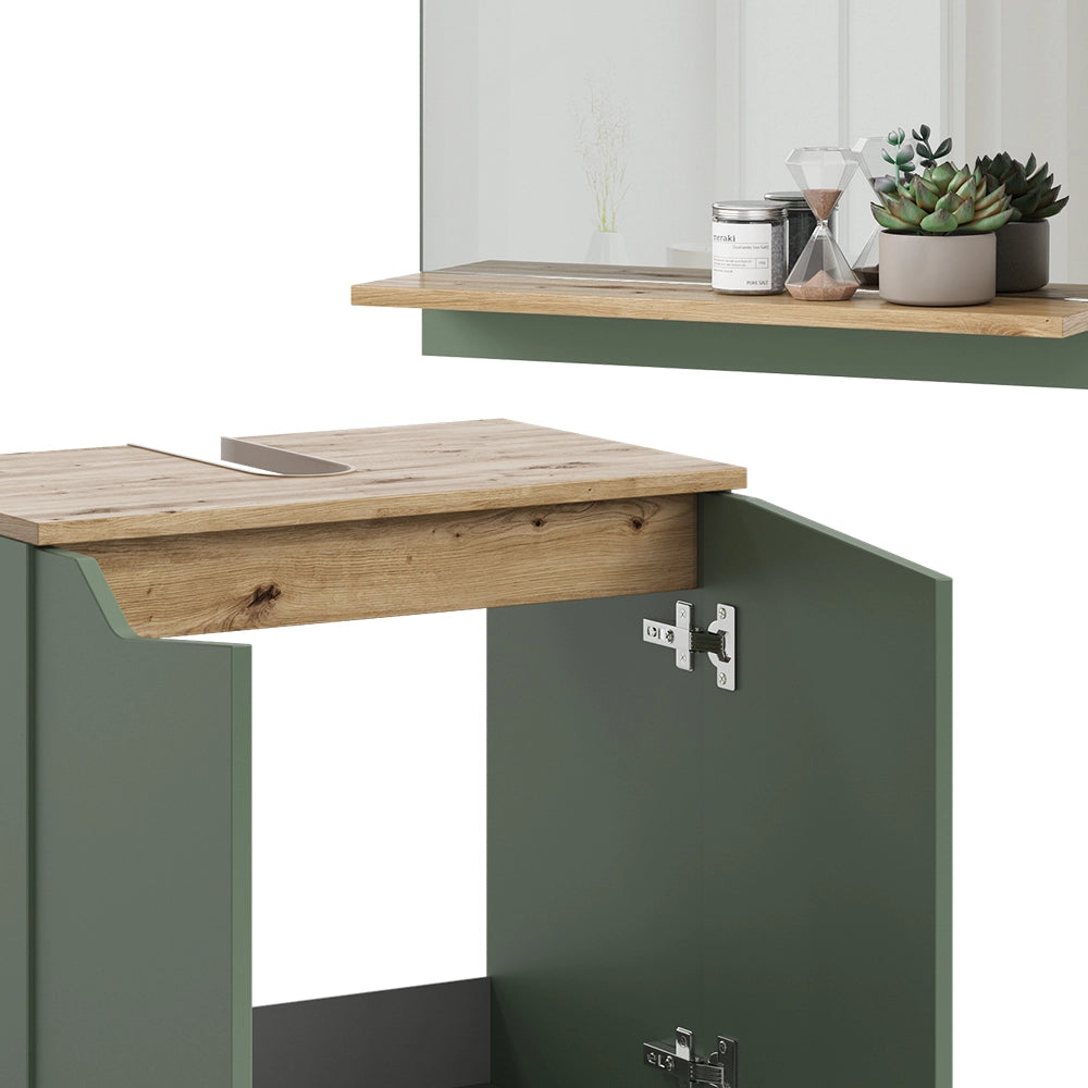 Vicco Set di mobili da bagno Verde/Artigianale 3 parti, con colonna