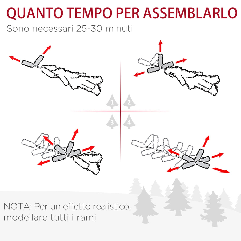 EasyComfort Albero di Natale Slim con 570 Rami, Albero di Natale Innevato Artificiale Alto e Stretto con Base Rimovibile e Pieghevole, Φ53x190cm, Verde