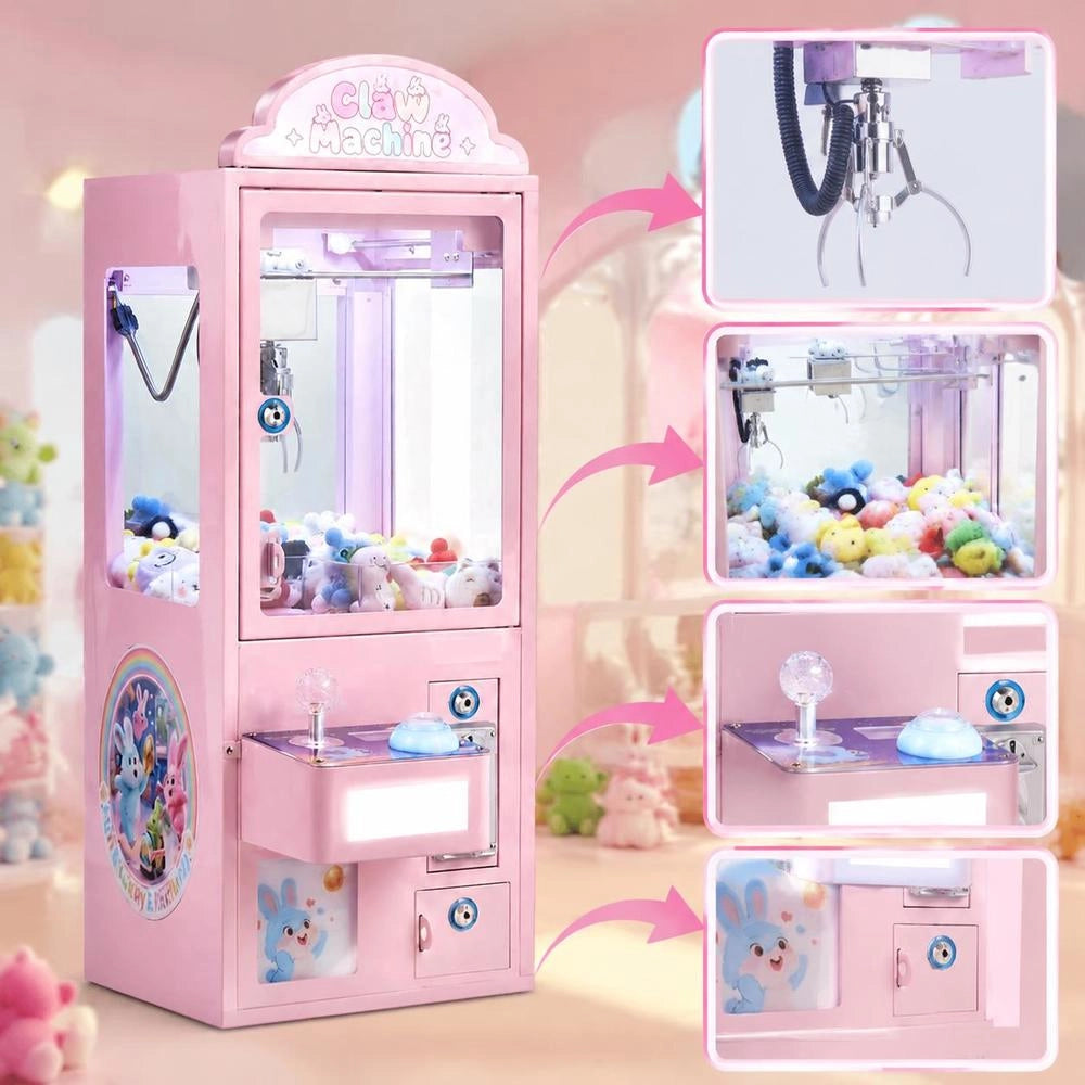 Claw Machine, Medium-sized Gaming Machine With Light & Sound, Precision Steel Claw With Adjustable Handle For Plush Toys, Sales Toy, For Commercial Home Parties & Cinemas, Pink