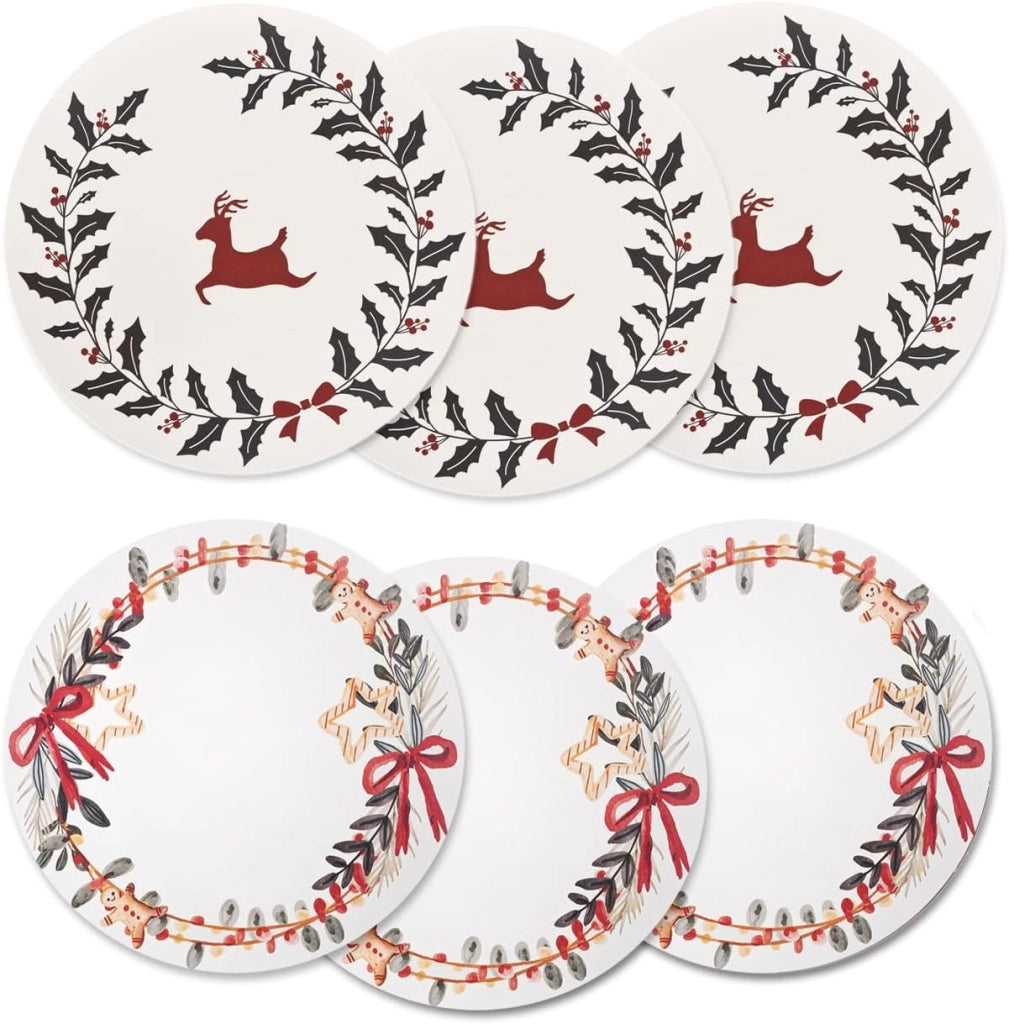 Sottopiatti Natale Set 6 Pz Rotondi 33 Cm Pvc Sotto Piatto Antimacchia Centrotavola Natalizo Dis_C