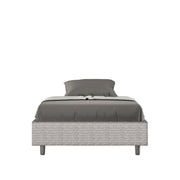 Letto Sommier imbottito 1 piazza e mezza 120x190 cm tessuto Aragona Azelia - Bianco,Senza rete