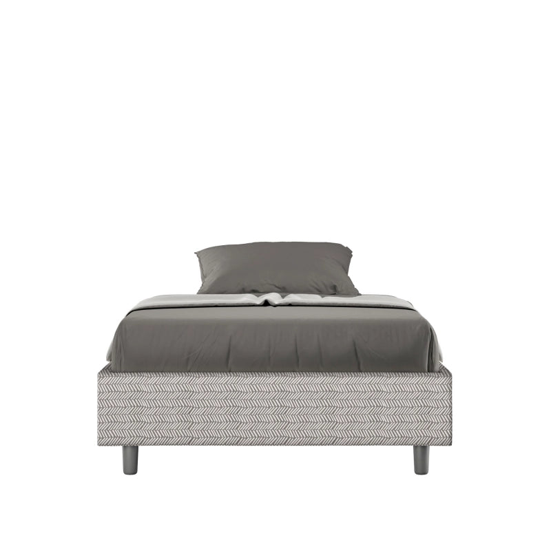 Letto Sommier imbottito 1 piazza e mezza 120x190 cm tessuto Aragona Azelia - Bianco,Senza rete