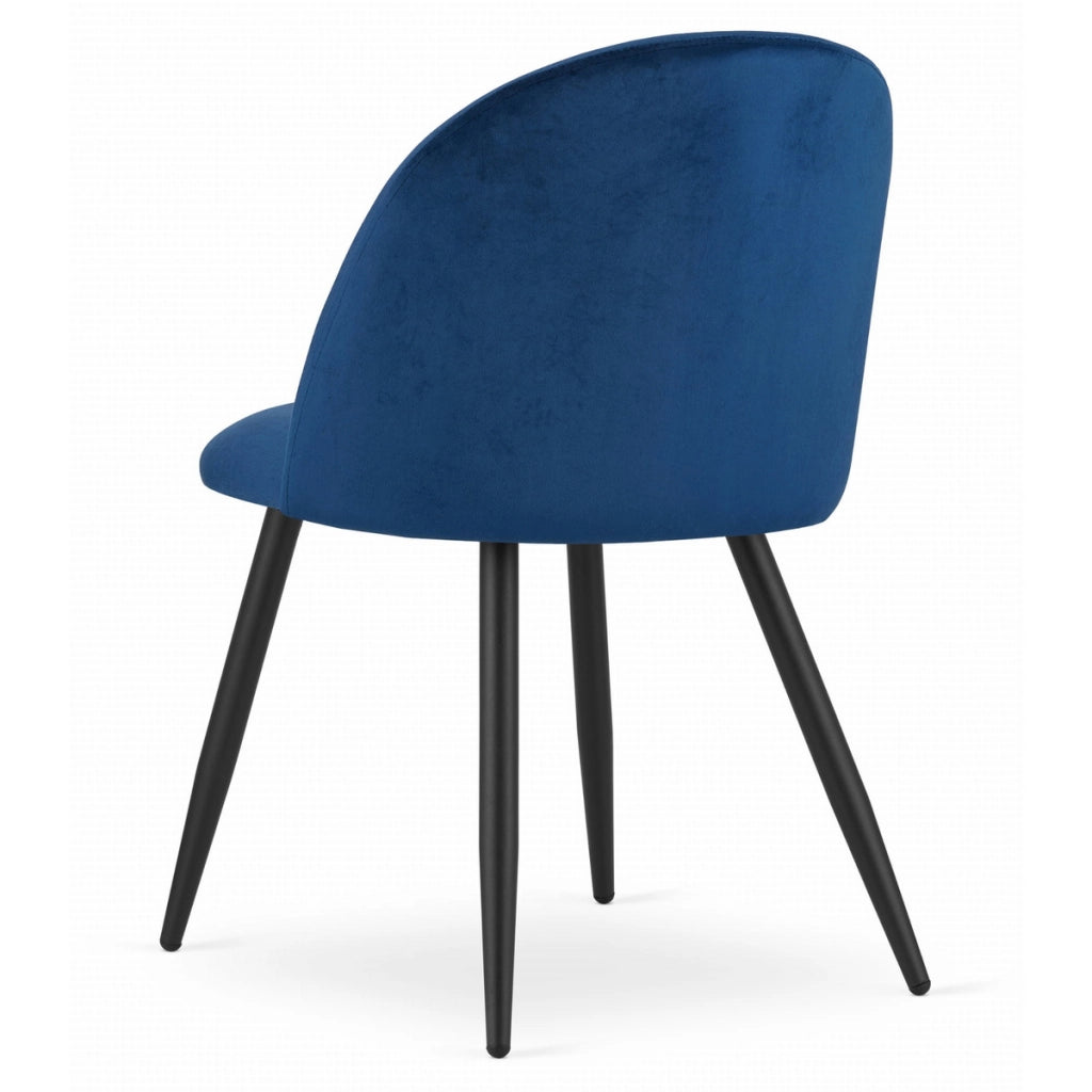 Sedia Bello in velluto blu notte con gambe nere