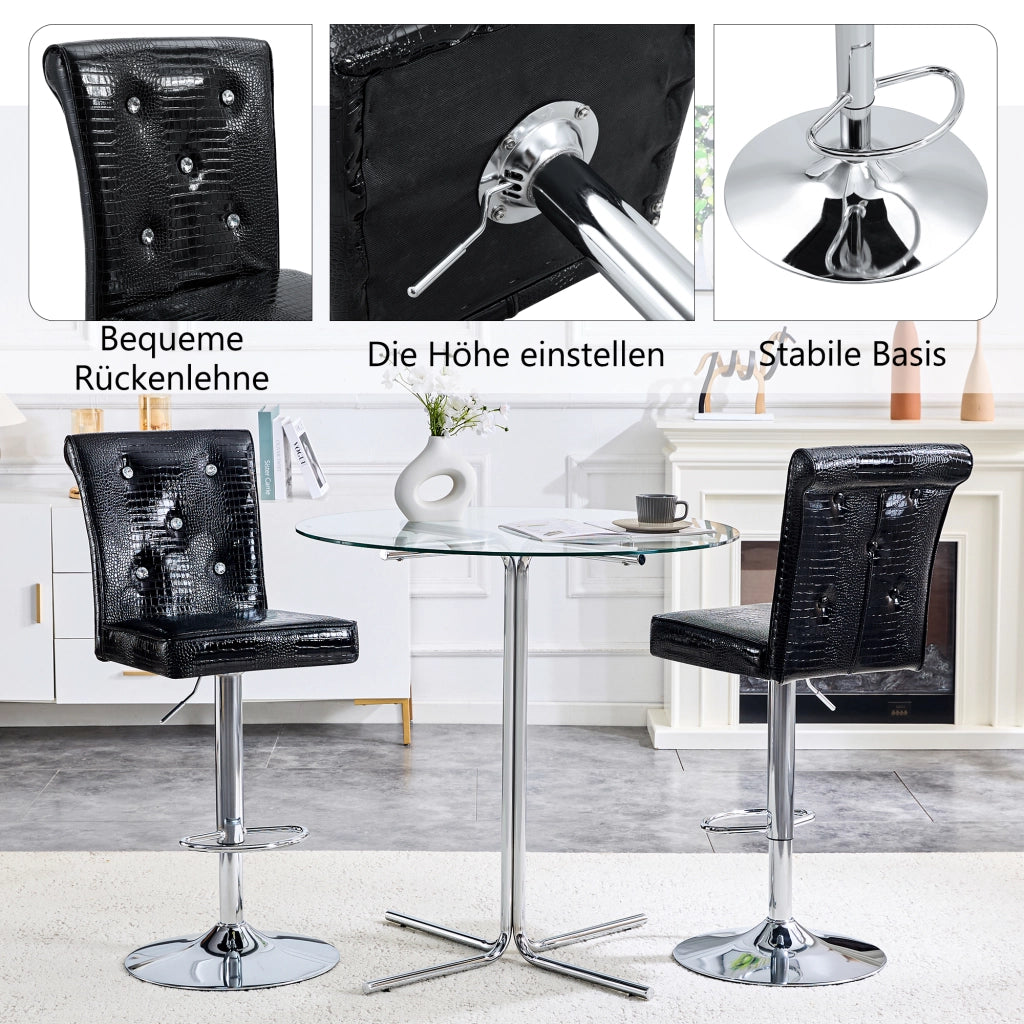 SEDIA Set da 2 pezzi in PVC nero 89,5x50,5x41 cm