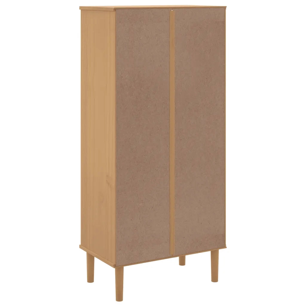 Credenza | Madia | Buffet da pranzo | Armadio da pranzo SENJA Aspetto Rattan Marrone 60x35x130 cm Legno Pino