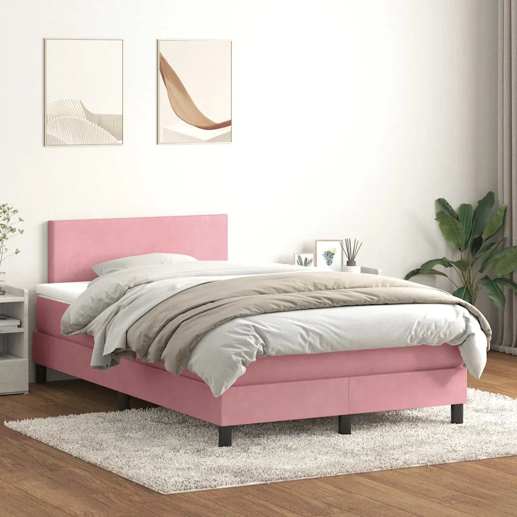Letto a Molle con Materasso e LED Rosa 120x220 cm in Velluto 3316736