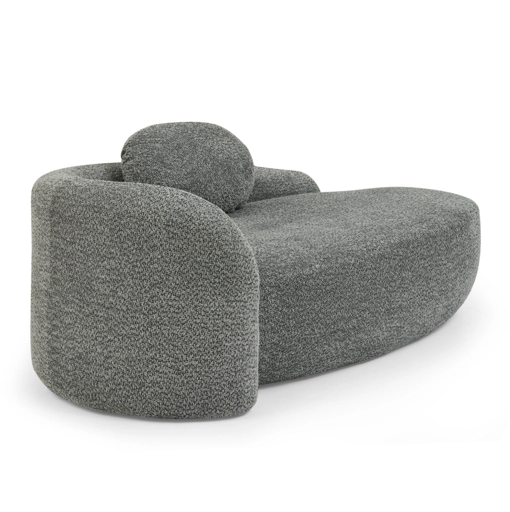Divano minimalista grigio in tessuto Teddy, imbottitura in schiuma ad alta elasticità, design arrotondato per soggiorno e camera da letto