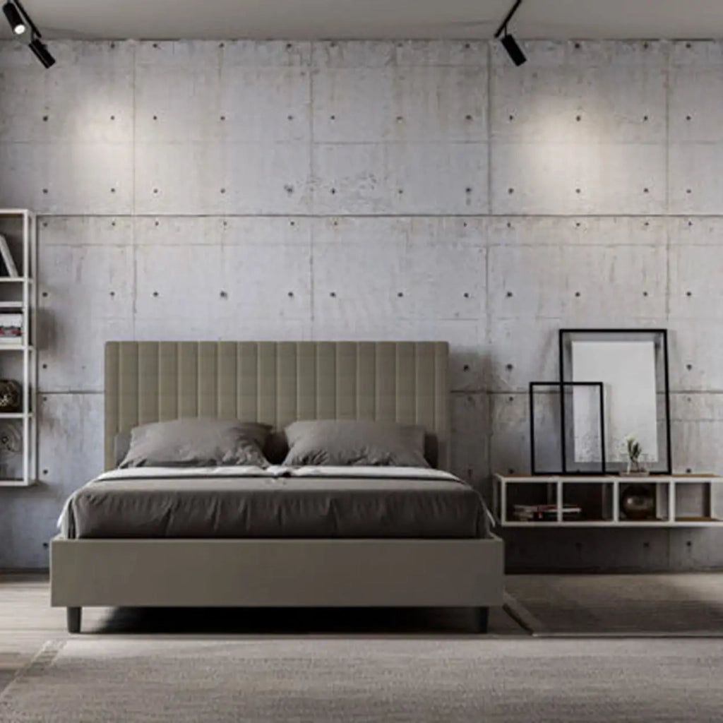 Letto matrimoniale contenitore imbottito 160x210 similpelle cappuccino Sunny