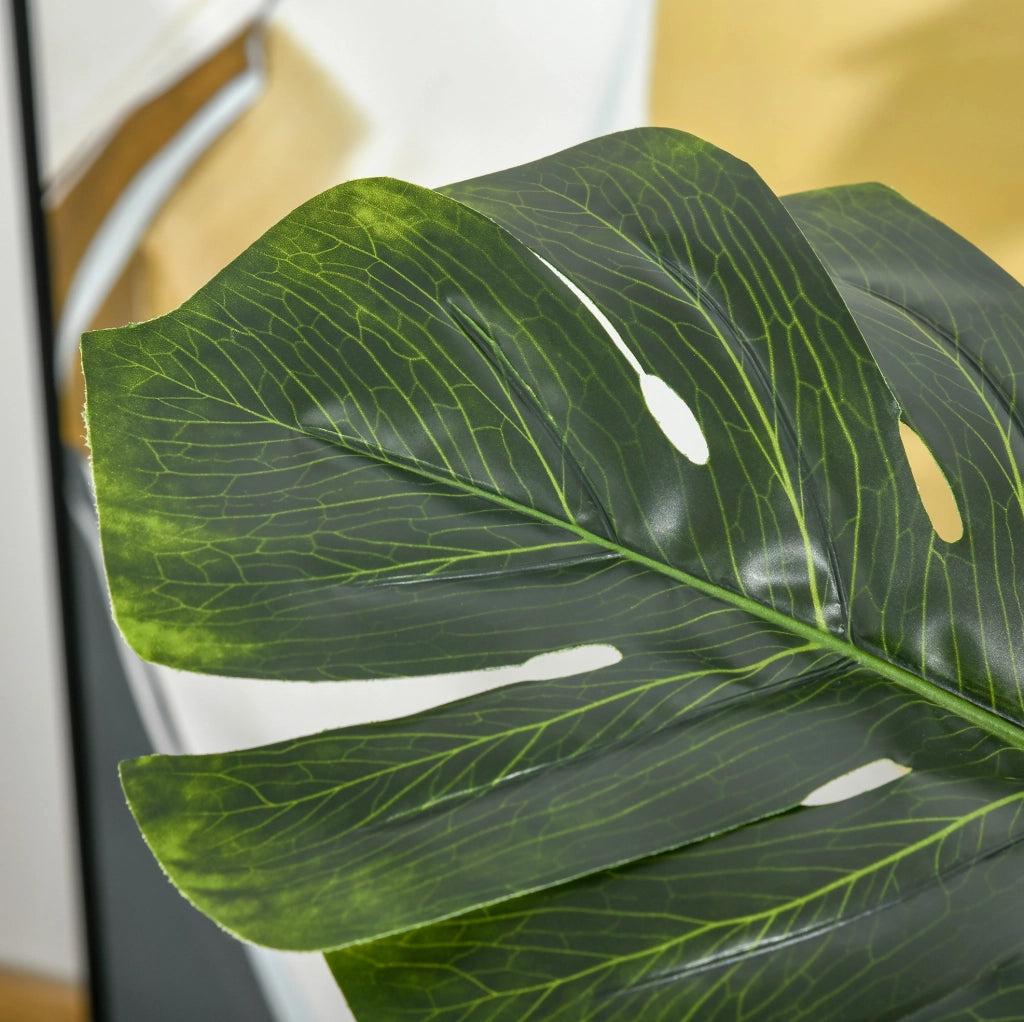 Pianta artificiale Monstera ULEVR 110 cm con 11 foglie e vaso nero, verde