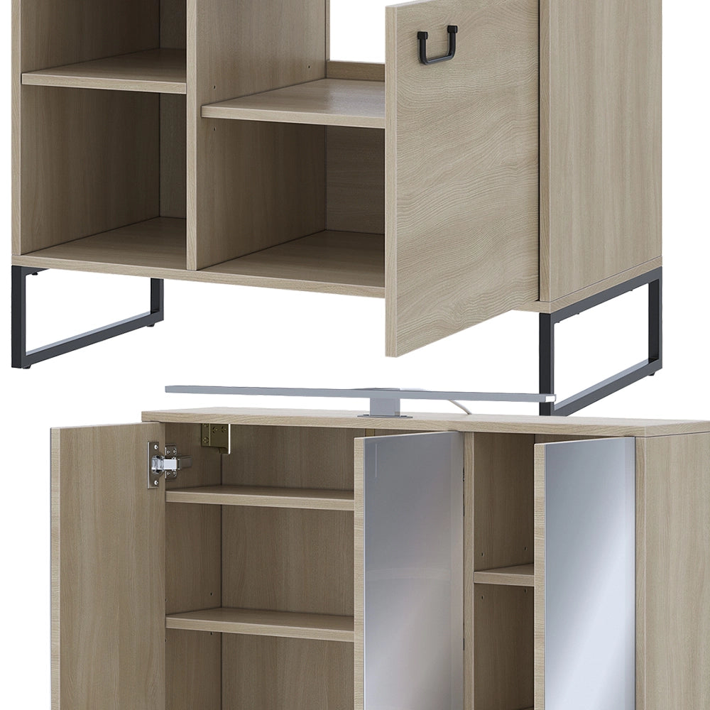 Vicco Set di mobili da bagno Quercia/nero 2 parti