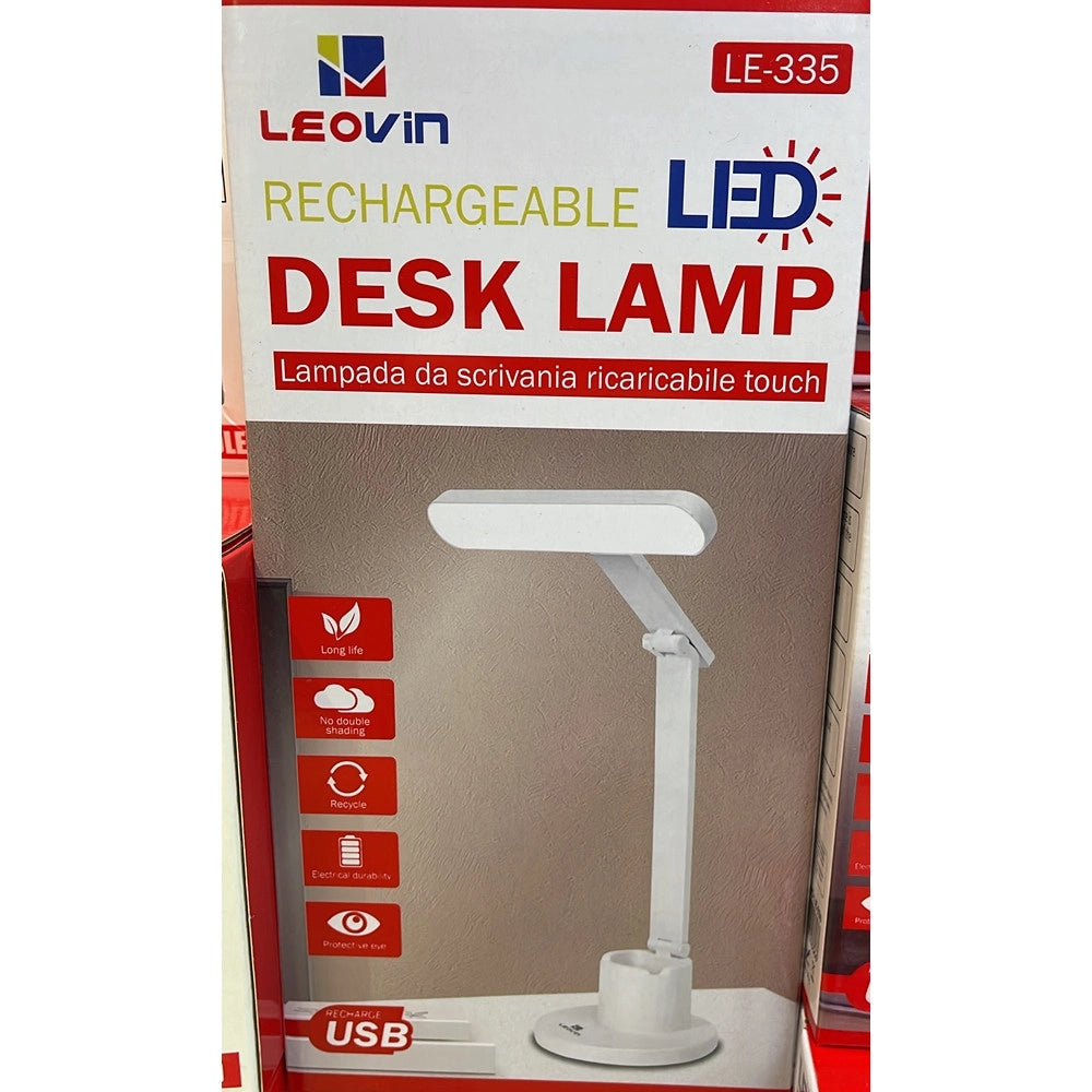 Trade Shop - Lampada Da Scrivania A Led Ricaricabile Usb Touch Con Supporto Per Telefono Penna Le-335 -