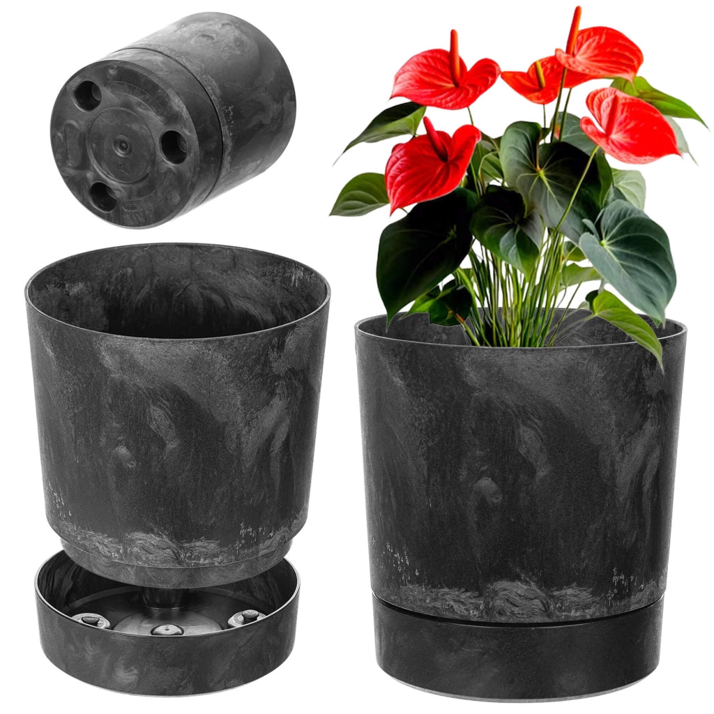 Vaso da fiori KADAX con supporto, rotondo, in plastica, 14,5 cm