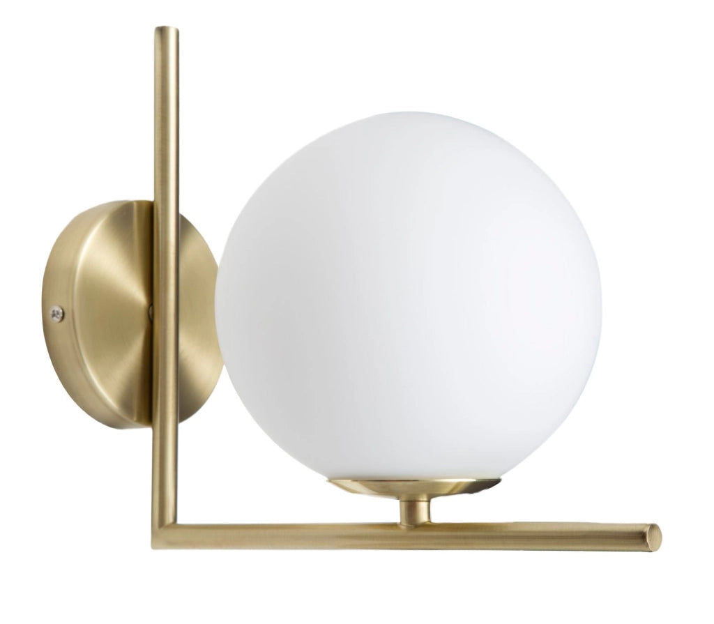 Lampada da Muro Glamy 15x25x22 cm in Ferro e Vetro Bianco e Oro