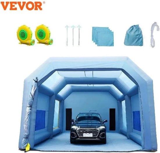 Cabina di spruzzatura gonfiabile - con giacche - cabina di spruzzatura gonfiabile - carro spazzacamino potente - tenda di verniciatura - sistema di filtro d'aria - colore blu - 4x2.2m - 2x2.35m