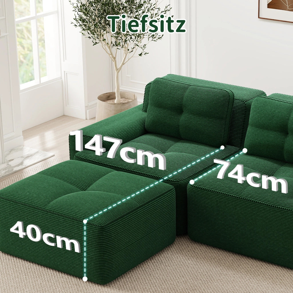 Cloud Modulsofa - Zephmum - 3-Sitzer, Gr¨¹n, Montagefrei