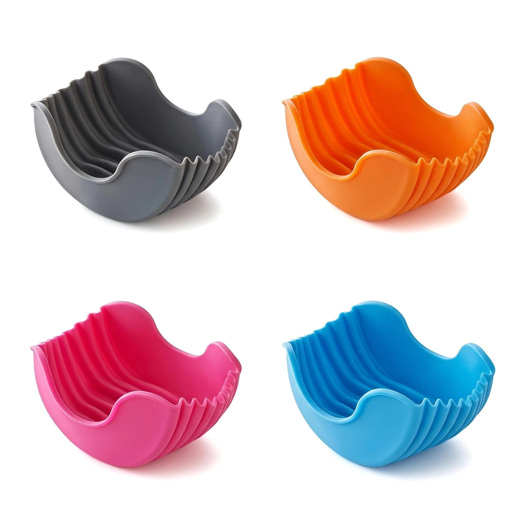 Porta-hamburger in silicone, confezione da 4 pezzi, retrattili, adatti a hamburger fino a 10 cm di diametro