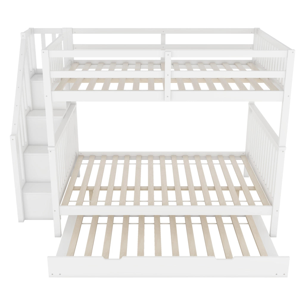 Letto a castello 140 × 200 cm con letto estraibile 92 × 191 cm; mensole sulla scala; senza materassi; bianco