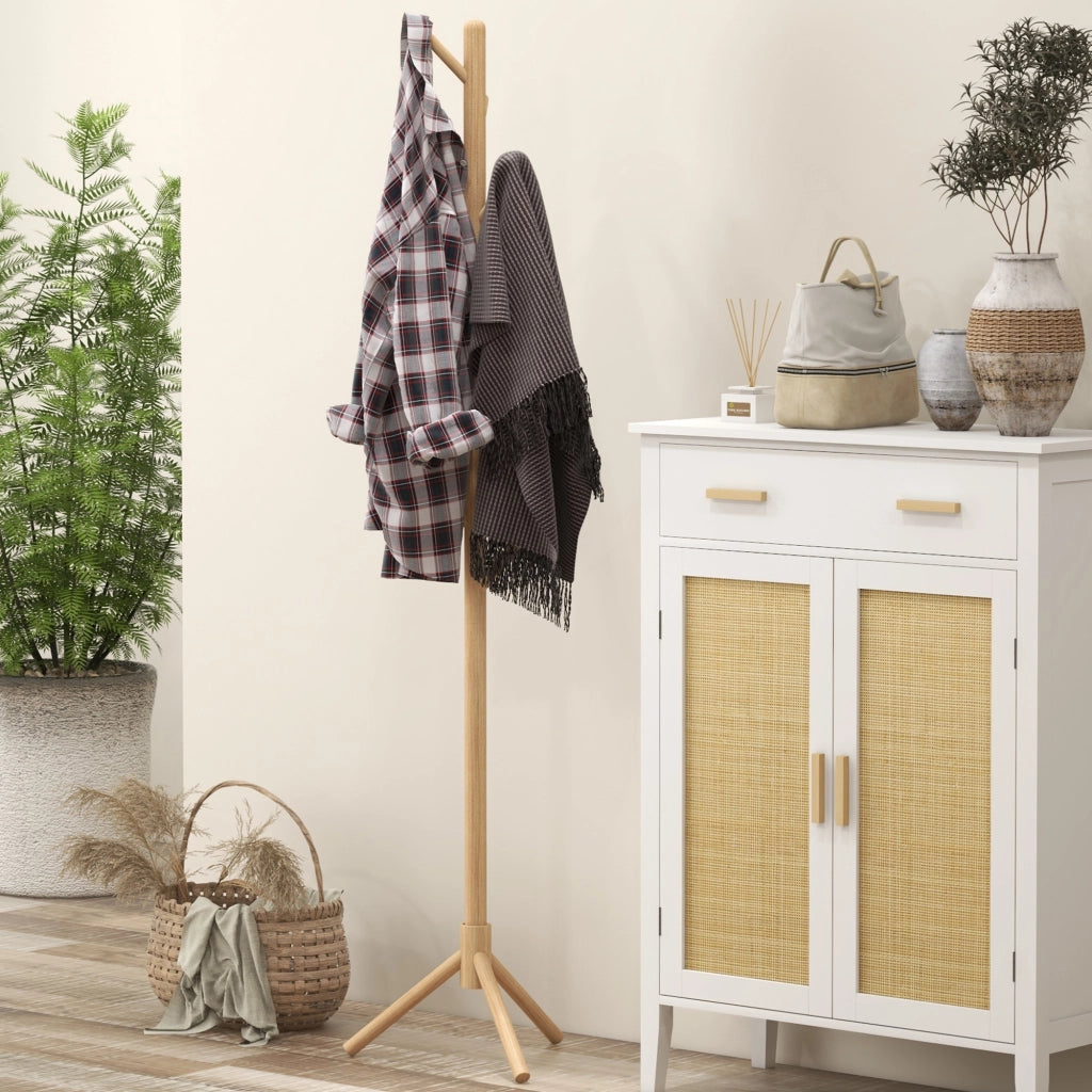 Appendiabiti a forma di albero ¨C Xylo ¨C legno naturale con 8 ganci, 40x40x165 cm