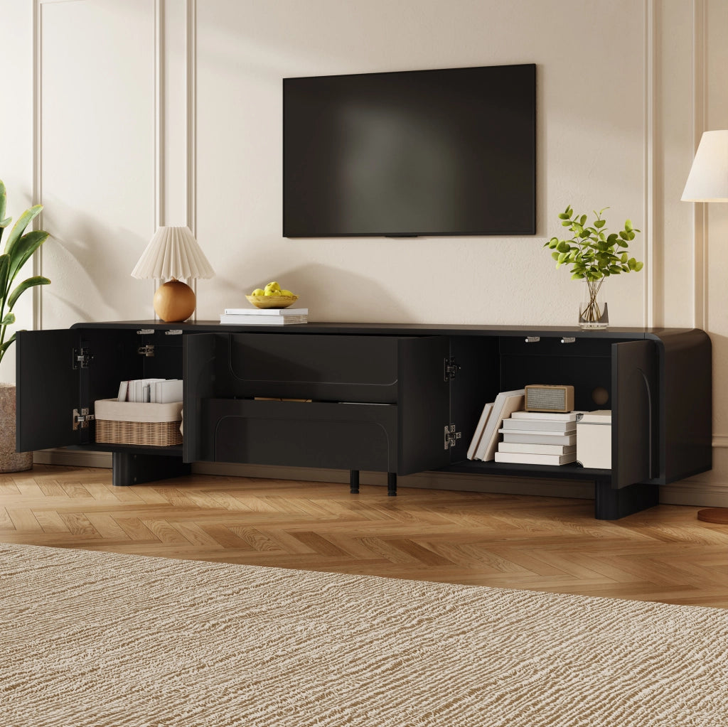 MOBILE TV 180x40x46 cm Nero MDF e Truciolare con 4 Ante e 2 Cassetti