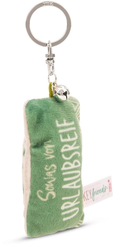 Sostegno per chiavi mini cuscino morbido "Talmente da vacanza" 8cm con maniglia