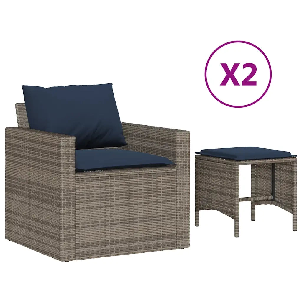 Set Divani da Giardino 4 pz con Cuscini in Polyrattan Grigio 366365