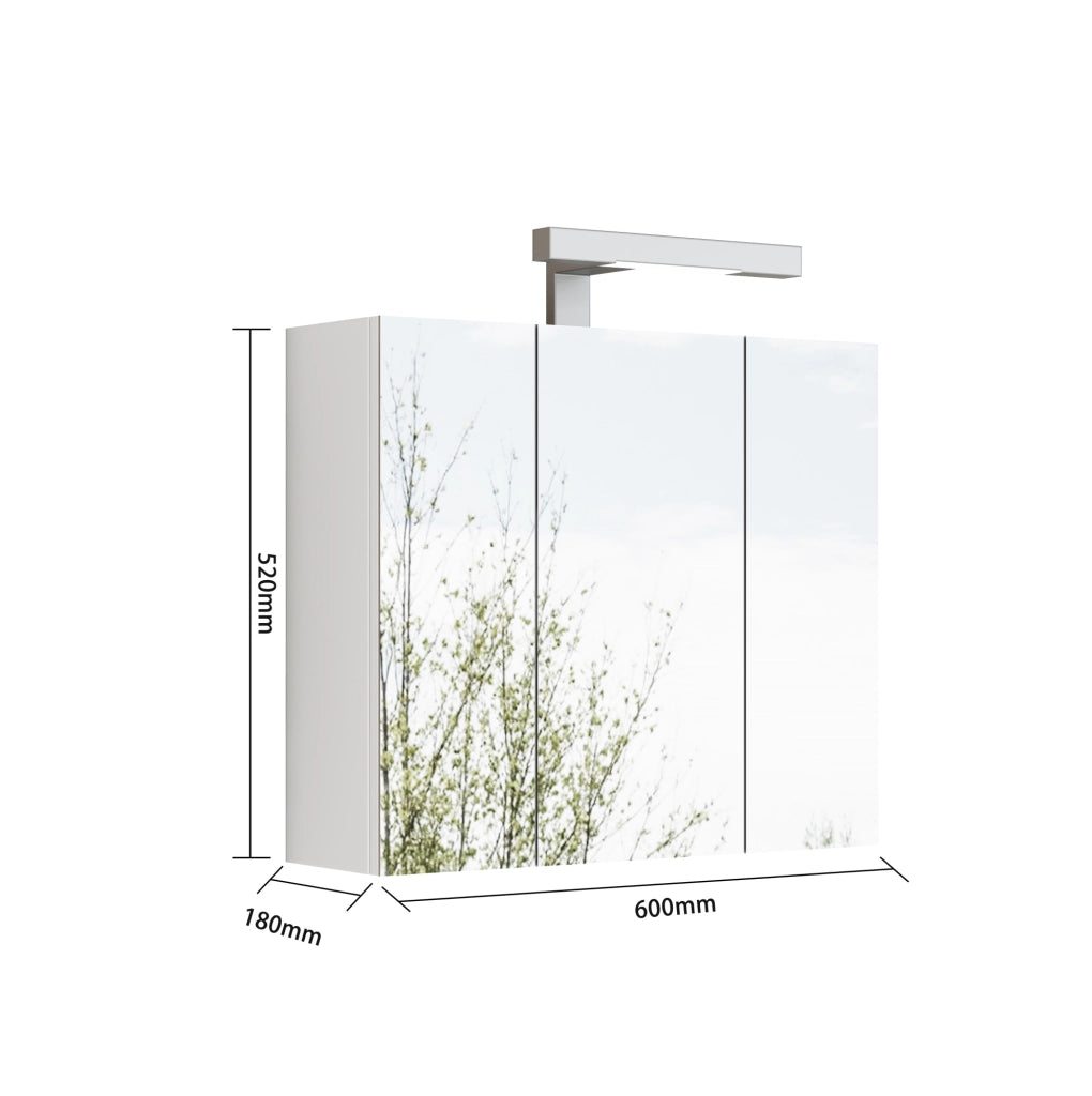 ARMADIETTO A SPECCHIO da Parete 60 cm 3 Ante LED Bianco