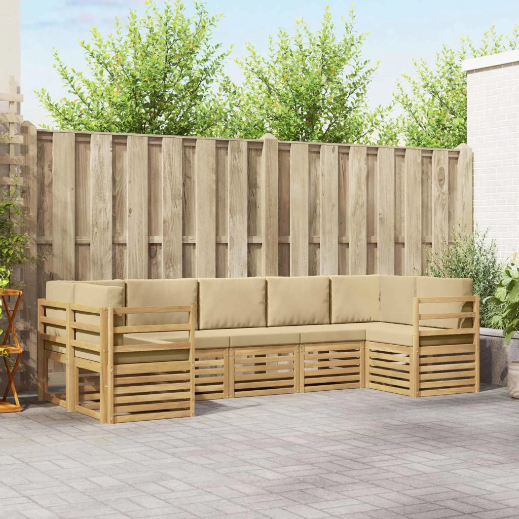 Set divano sezionale 7 pcs Bianco e Beige 304 x 126,5 x 73 cm 3392418