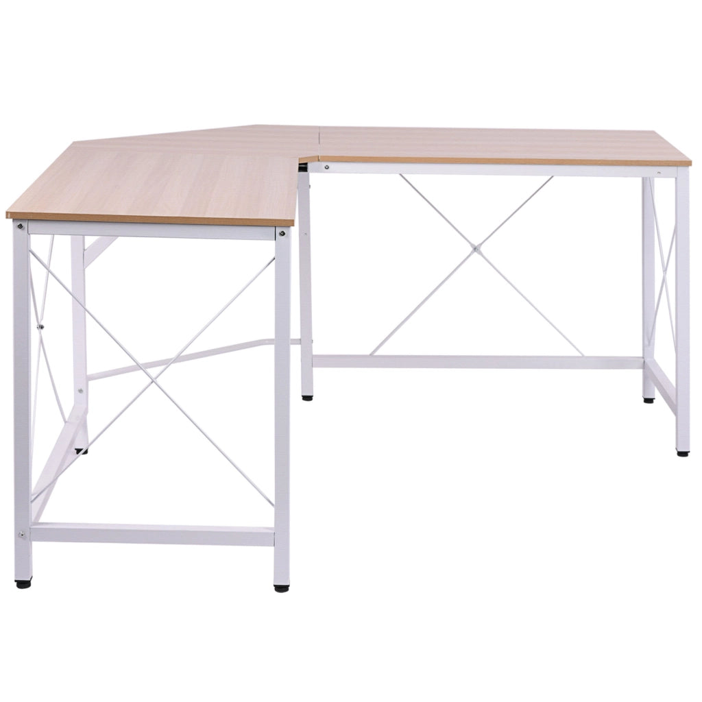 Scrivania Angolare a L 150x150x76 cm in MDF Naturale per Ufficio e Studio