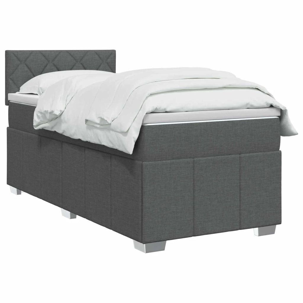 Letto box spring con materasso Grigio Scuro 90 x 190 cm Tessuto 3451309