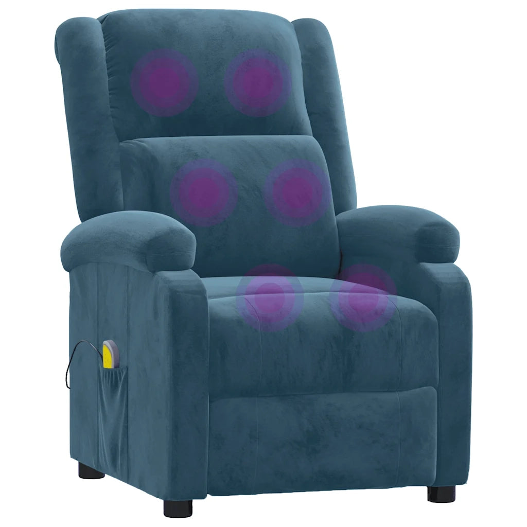 Poltrona Massaggiante Blu in Velluto 342420