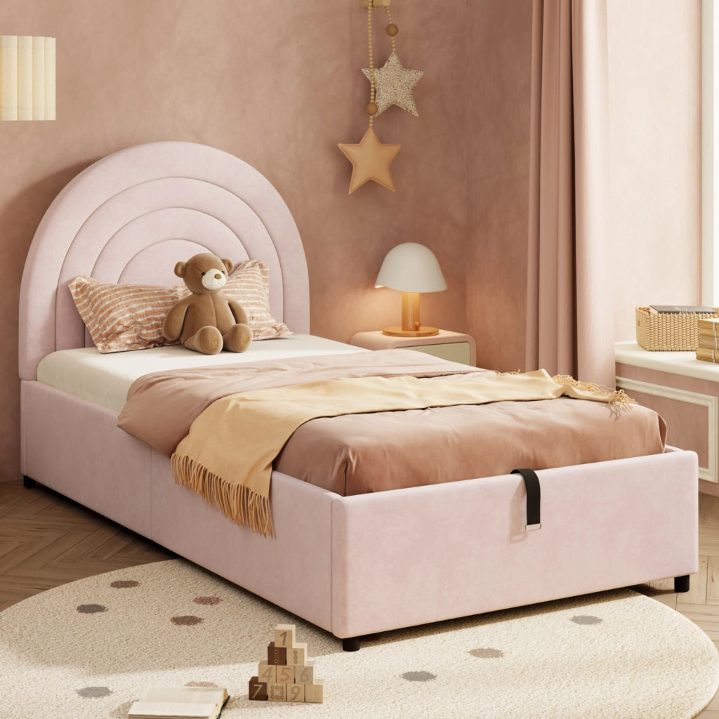 letto imbottito velluto rosa 95 x 211 cm