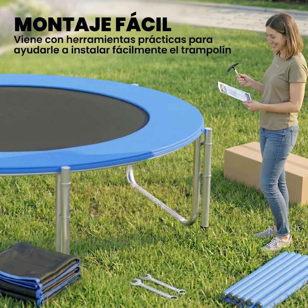 Trampolino Esterno per Bambini con Rete di Sicurezza ¨C Minimal ¨C ?366 cm Blu