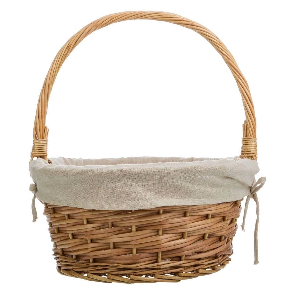 Set di 3 cestini in vimini marrone foderati