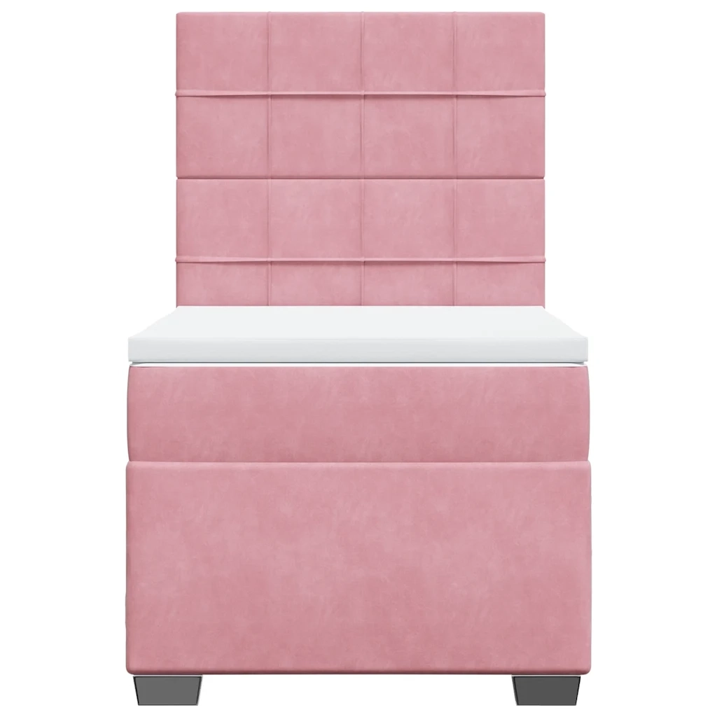 Giroletto a Molle con Materasso Rosa 80x200 cm in Velluto