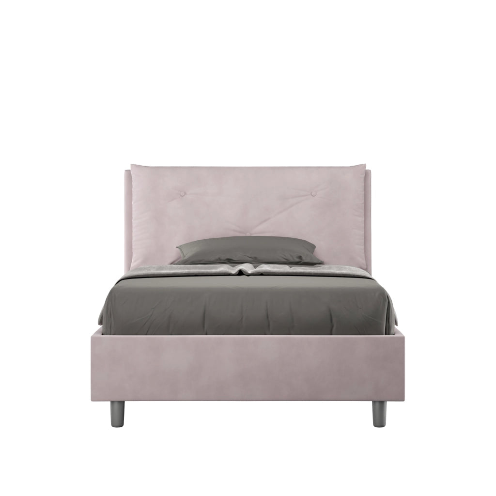 BS COM Letto una piazza e mezza con rete imbottito 120x190 microfibra glicine