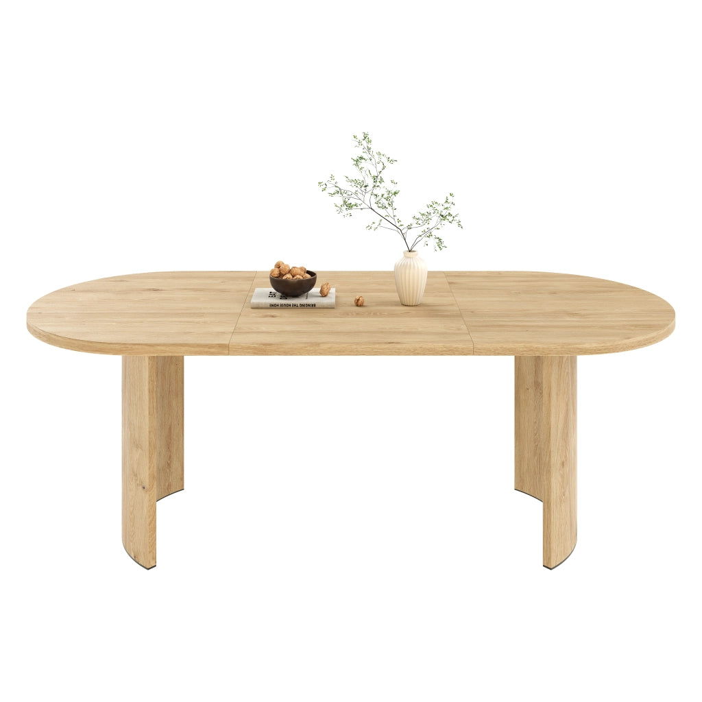 Tavolo da Pranzo 200x90 cm 6-8 Posti LEMONMAX; Piano MDF 28 mm con Angoli Arrotondati; Gambe Curve; Finitura Effetto Rovere; Portata 60 kg
