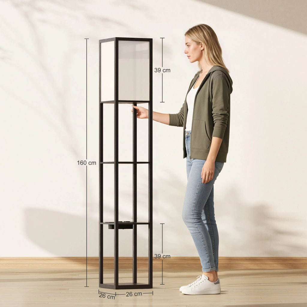 Lampada da Terra con Ripiani e USB ¨C zephmum ¨C Nero