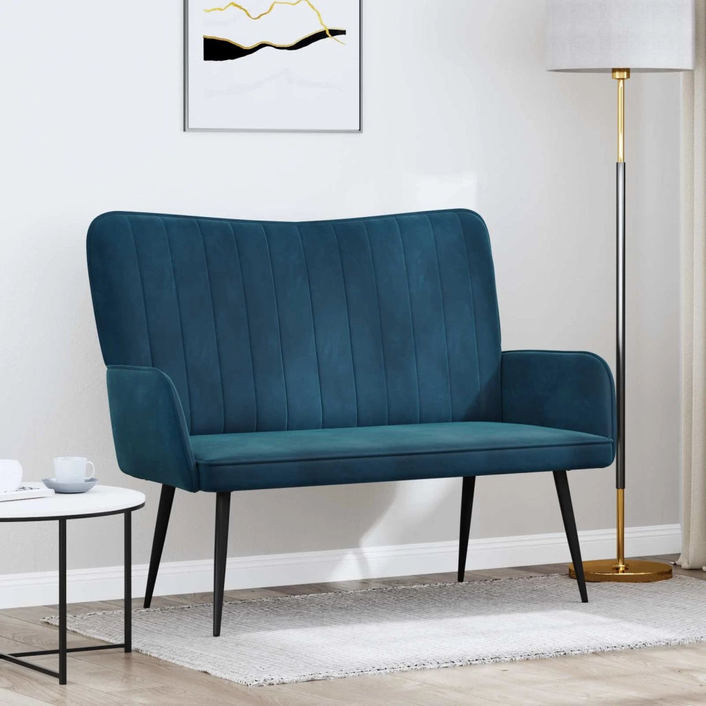 Sofa a Due Posti Blu 115 x 61 x 87 cm Velluto 42028968