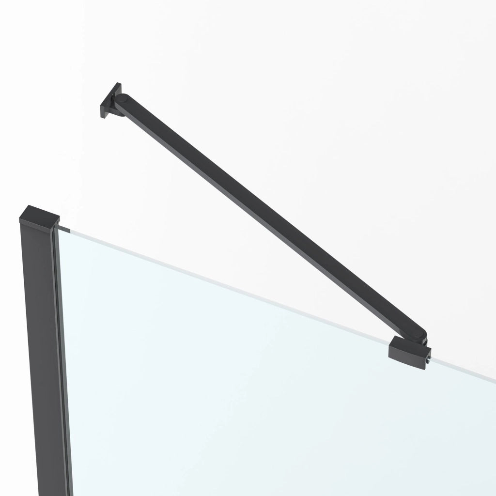 Box doccia Angolare 90x100 cm porta a soffietto + fisso H200 cm cristallo 6 mm profilo NERO OPACO ZAIRA