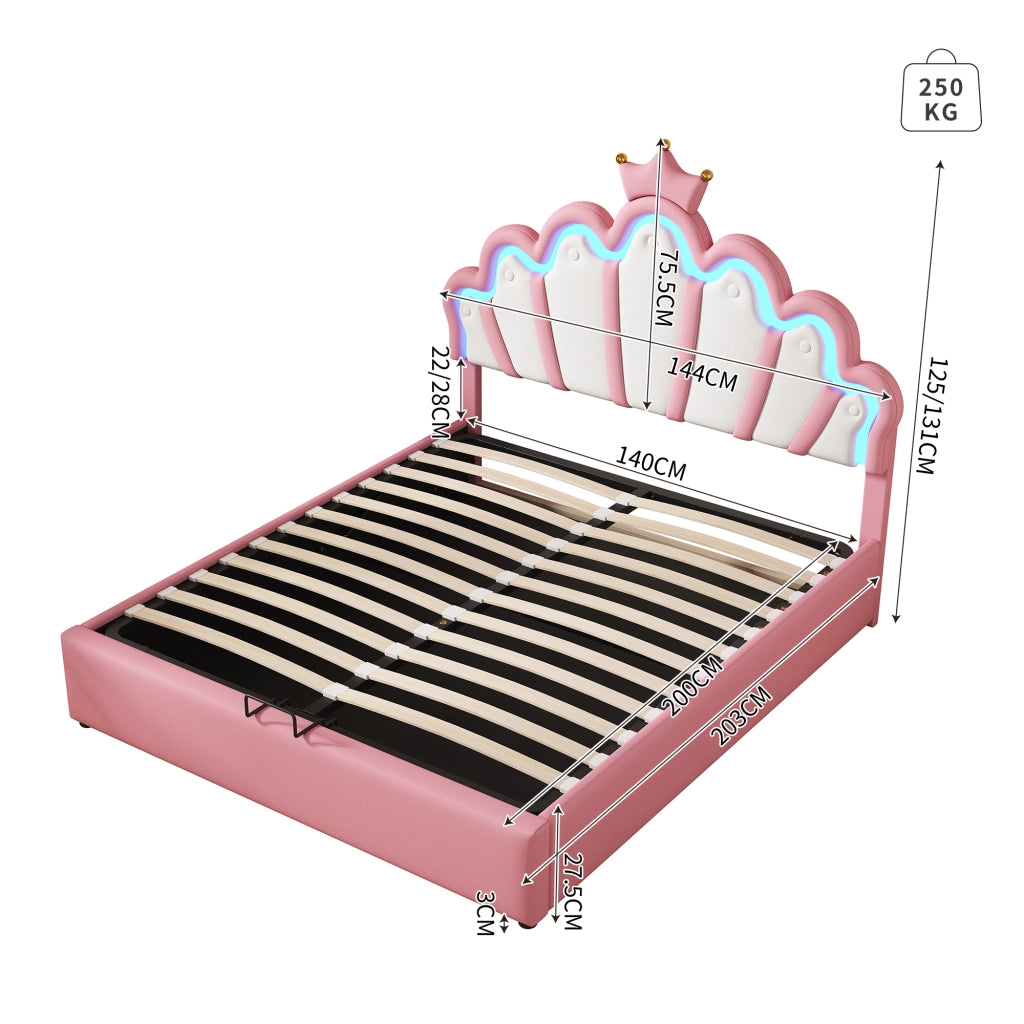 letto imbottito pu rosa 140 x 200 cm