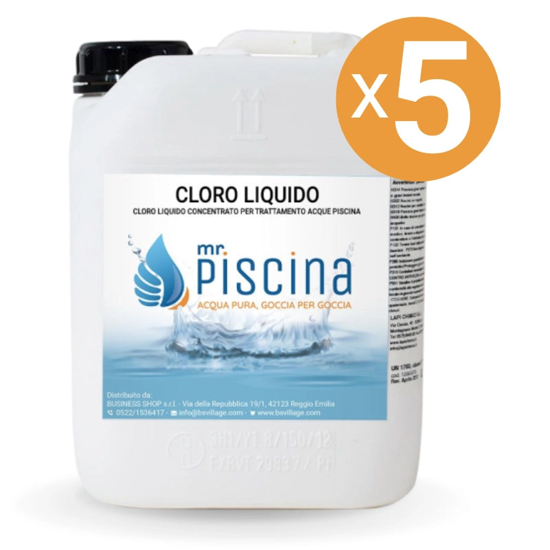 CLORO LIQUIDO per piscina Quantità confezione: 5 confezioni