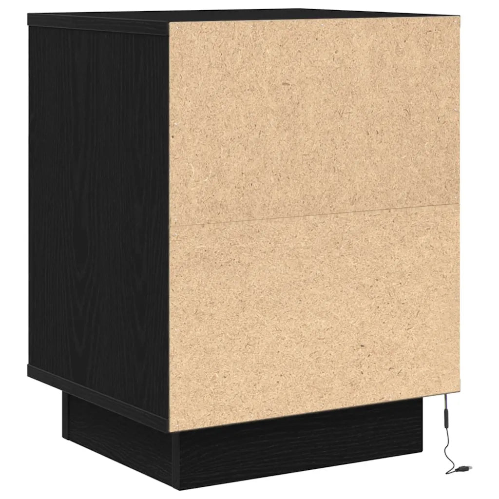 Comodino con Luci LED-Tavolino da notte Nero 38x34x50 cm 581071