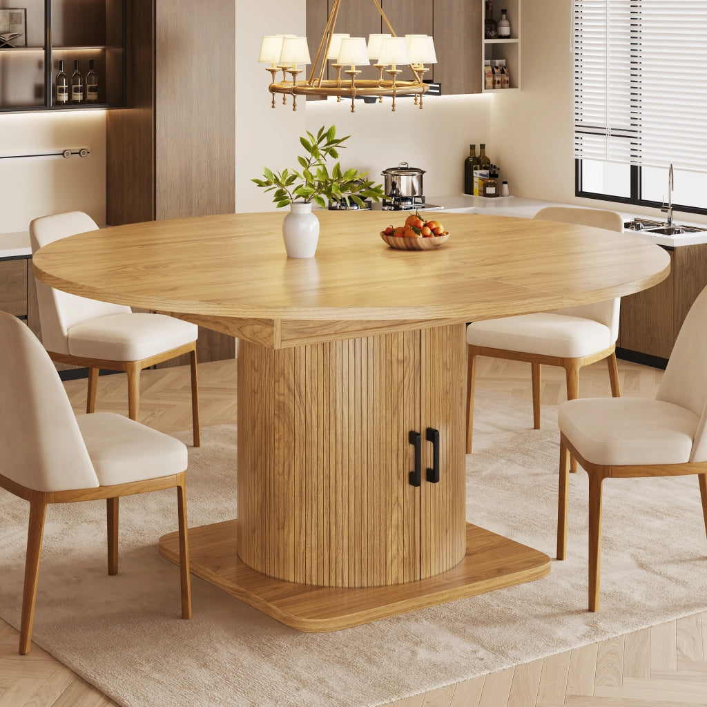 TAVOLO Allungabile con Contenitore 118-158x118x76 cm MDF e Metallo Naturale