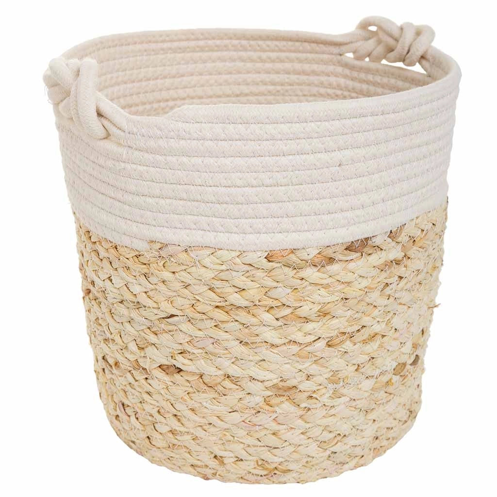 Cestino in fibra naturale e cotone marrone D32x31