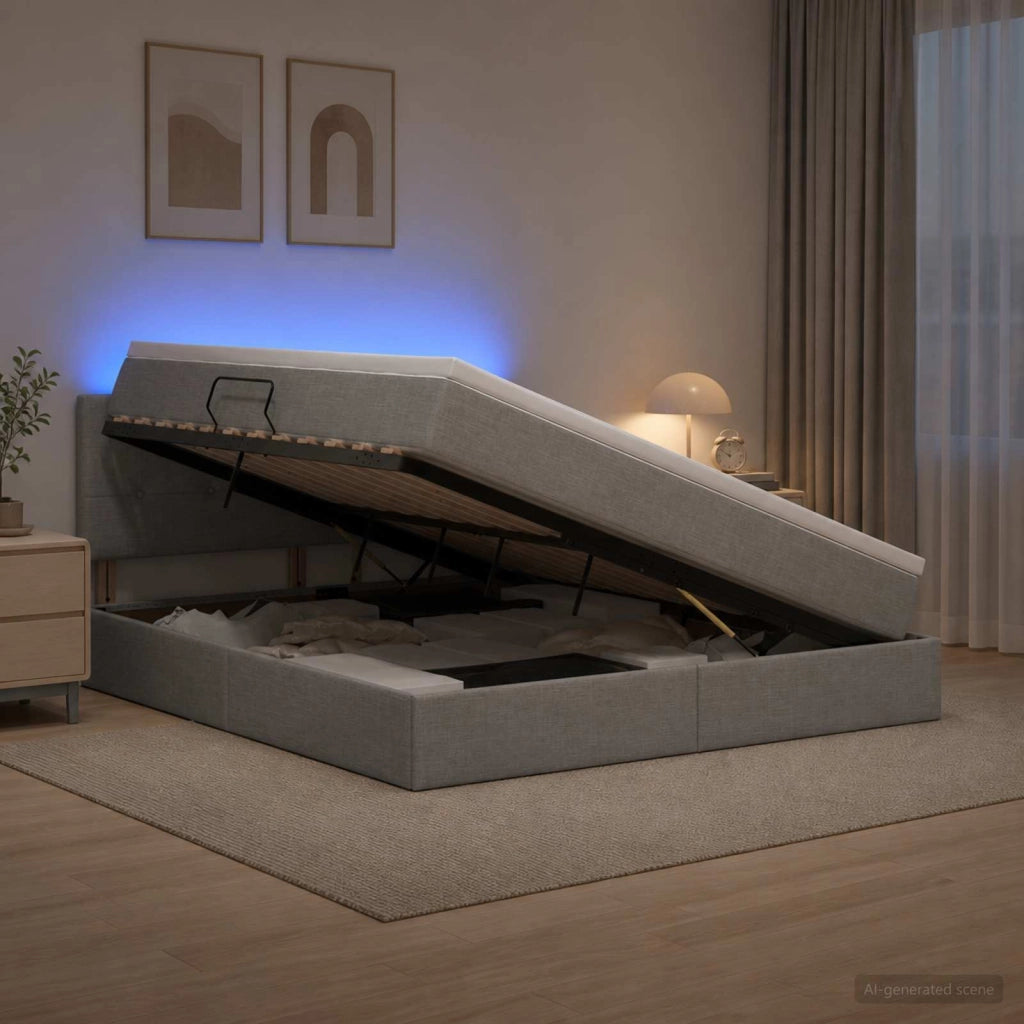 Letto con contenitore LED e materasso Grigio Chiaro 3459060