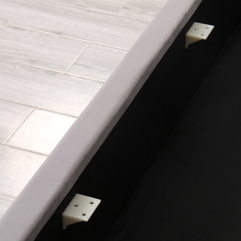 Letto contenitore 160 × 200 cm con sollevamento idraulico testiera 99 cm rivestito in velluto grigio con rete a doghe