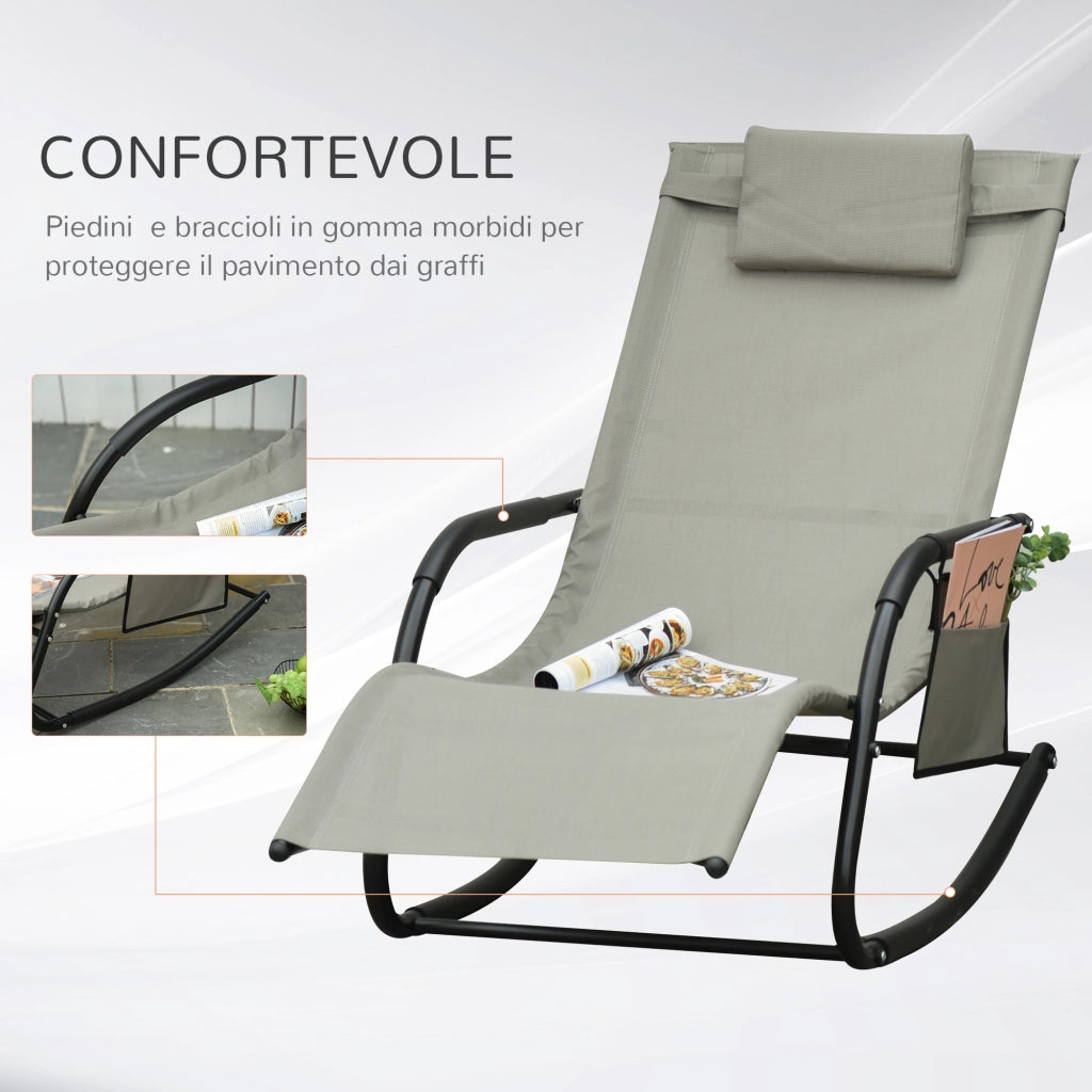 Poltrona a Dondolo da Giardino ¨C zephmum ¨C Nero, Grigio, 150x62x88 cm