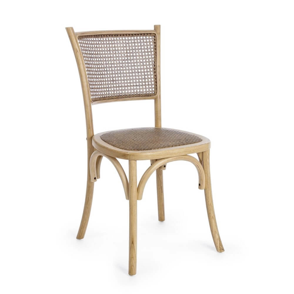 Sedia in Legno di Olmo con Seduta e Schienale in Rattan - CATA