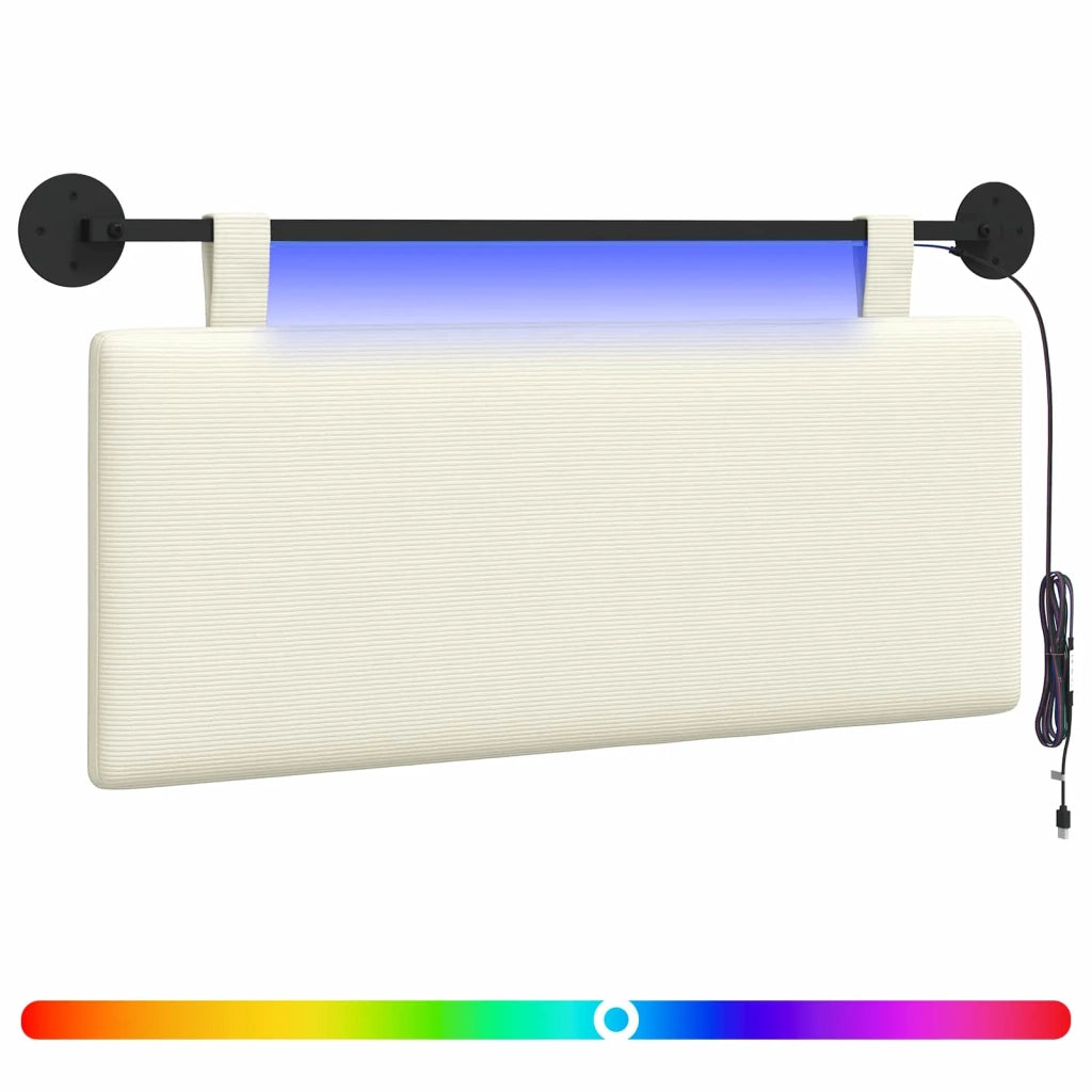 Testiera sospesa Con luce LED Crema Tessuto in Cords 3424292