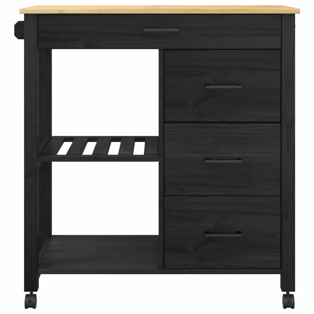 Carrello da Cucina-Scaffale per Cucina Tinta unita Nero 431259